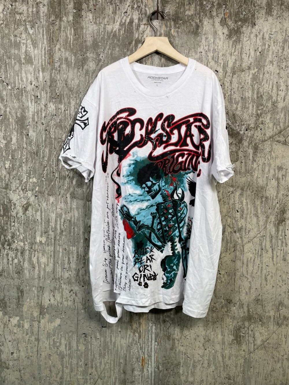 ROCKSTAR ORIGINAL Men's White Graphic T-shirt Size L